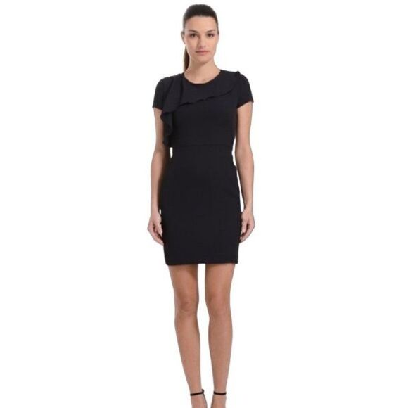 Maje Fanny Asymmetrical Flounce Sheath Dress - Picture 1 of 8